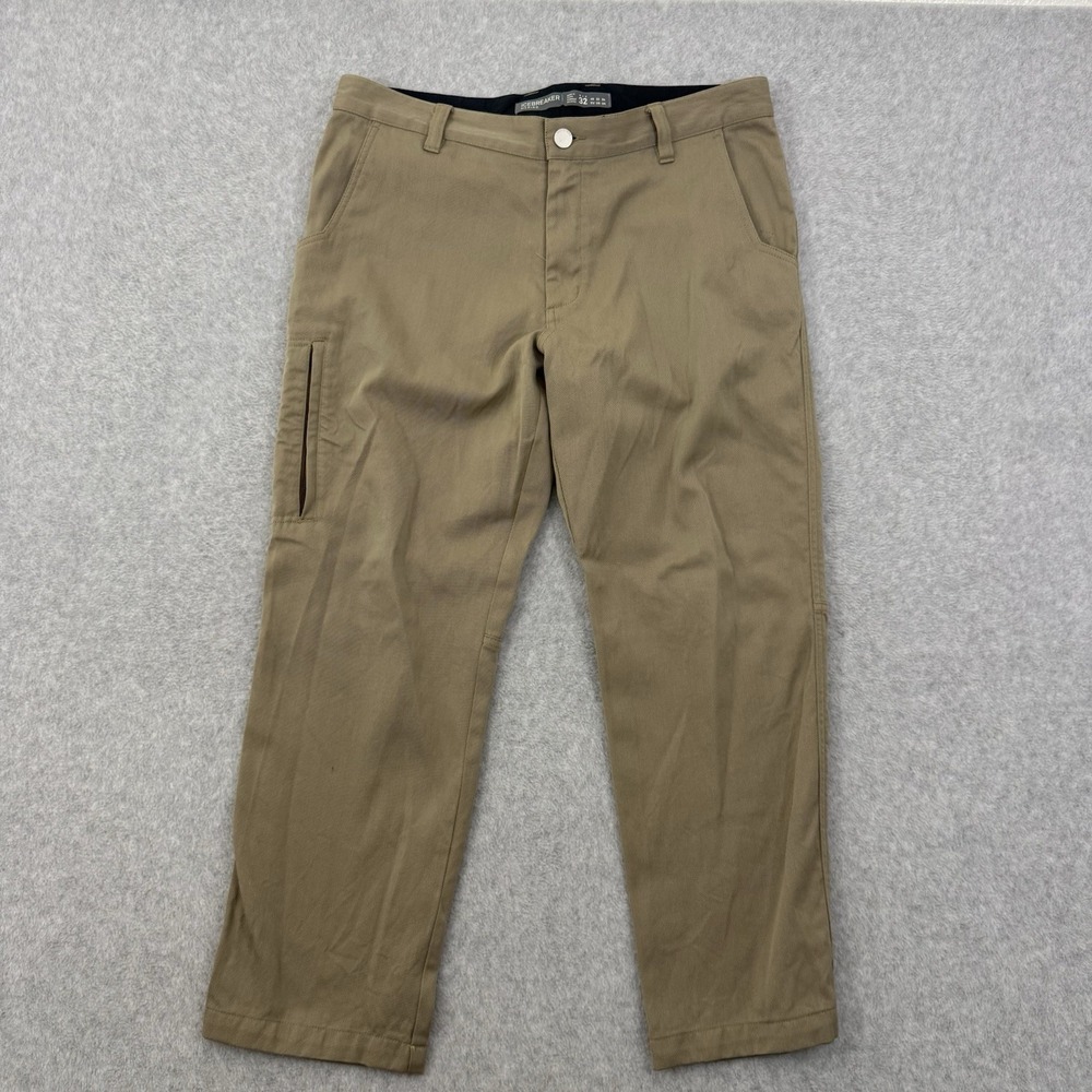 Icebreaker Merino Pants Men 32x27 Beige Wool Organic Cotton Straight Fits 34x27